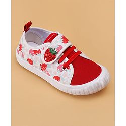 Cute Walk by Babyhug Velcro Closure Casual Shoes With Strawberry Print - Red