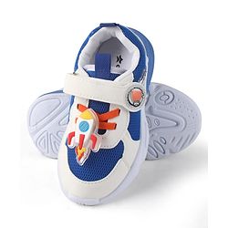 Cute Walk by Babyhug Velcro Closure Sneaker Shoes With Rocket Applique - Blue