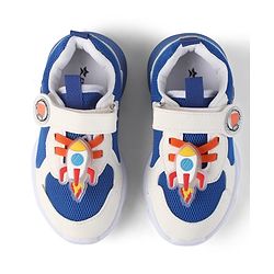 Cute Walk by Babyhug Velcro Closure Sneaker Shoes With Rocket Applique - Blue