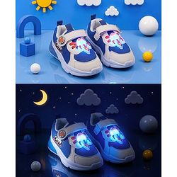 Cute Walk by Babyhug Velcro Closure Sneaker Shoes With Rocket Applique - Blue