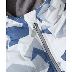 Babyhug Woven Full Sleeves Printed Hooded Padded Winter Jacket - Blue