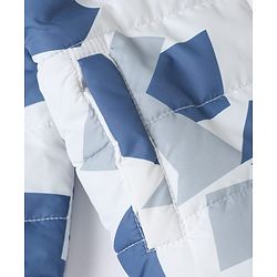Babyhug Woven Full Sleeves Printed Hooded Padded Winter Jacket - Blue
