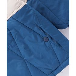 Babyhug Woven Full Sleeves Winter Jacket with Hood - Royal Blue