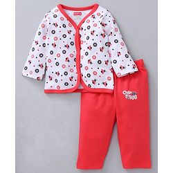 Babyhug Clothing Gift Set Ladybug Embroidery Red white - 5 Pieces