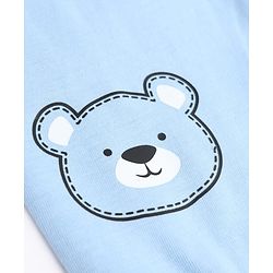 Babyhug Cotton Knit Full Length Joggers with Bear Applique Pack of 3 - Blue Beige Grey