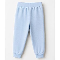Babyhug Cotton Knit Full Length Joggers with Bear Applique Pack of 3 - Blue Beige Grey
