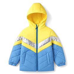 Babyhug Woven Padded Hooded Winter Jacket with Full Sleeves - Yellow