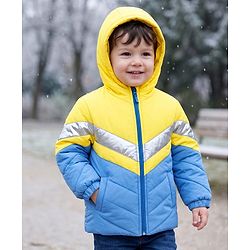 Babyhug Woven Padded Hooded Winter Jacket with Full Sleeves - Yellow