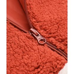 Babyhug Fur Woven Hoodie with Full Sleeves & Colour Block Design in Rust Orange