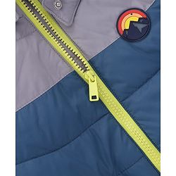 Babyhug Woven Winter Jacket with Full Sleeves and Mountain Patch - Grey