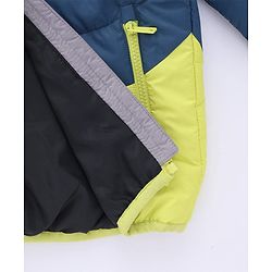 Babyhug Woven Winter Jacket with Full Sleeves and Mountain Patch - Grey