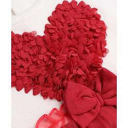 Babyhug Single Jersey Knit Frock with Half Sleeves and Heart Applique in Red