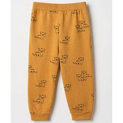 Babyhug Cotton Jersey Knit Full Length Jogger Fit Lounge Pant with Tiger Print Pack of 3 in Yellow Navy Blue