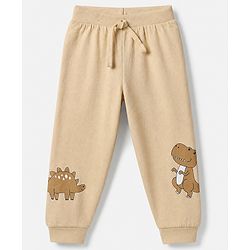 Babyhug Cotton Knit Full Length Joggers Fit Lounge Pant With Bear Print Pack of 3 - Brown Beige Navy Blue