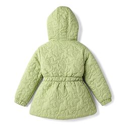 Babyhug Woven Padded Hooded Winter Jacket with Full Sleeves and Bow Applique - Light Green