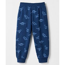 Babyhug Cotton Jersey Knit Full Length Jogger Fit Lounge Pant With Dino Print Pack of 3 - Red Grey Blue
