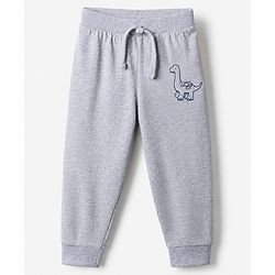 Babyhug Cotton Jersey Knit Full Length Jogger Fit Lounge Pant With Dino Print Pack of 3 - Red Grey Blue