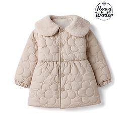 Babyhug Woven Padded Quilted Winter Jacket with Full Sleeves - Beige