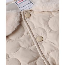 Babyhug Woven Padded Quilted Winter Jacket with Full Sleeves - Beige