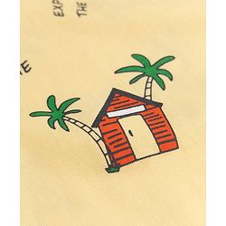 Babyhug Cotton Knit Half Sleeves T-Shirt with Beach Theme Print - Yellow