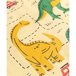 Babyhug Cotton Knit Half Sleeves T-Shirt with Dinosaur Safari Print - Yellow
