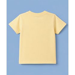 Babyhug Cotton Knit Half Sleeves T-Shirt with Dinosaur Safari Print - Yellow