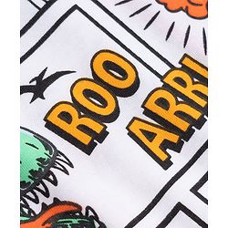 Babyhug 100% Cotton Knit Half Sleeves T-Shirt with Dinosaur Comic Print - White