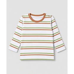 Babyhug 100% Cotton Interlock Knit Striped T-Shirts with Full Sleeves and Nautical Print Pack of 3 - Green & White
