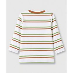 Babyhug 100% Cotton Interlock Knit Striped T-Shirts with Full Sleeves and Nautical Print Pack of 3 - Green & White