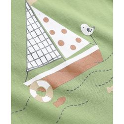 Babyhug 100% Cotton Interlock Knit Striped T-Shirts with Full Sleeves and Nautical Print Pack of 3 - Green & White