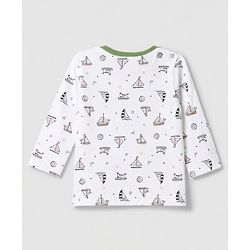 Babyhug 100% Cotton Interlock Knit Striped T-Shirts with Full Sleeves and Nautical Print Pack of 3 in White & Green