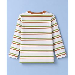 Babyhug 100% Cotton Interlock Knit Full Sleeves Striped & Boat Printed Tshirts Pack of 3 - White, Red & Green