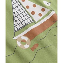 Babyhug 100% Cotton Interlock Knit Full Sleeves Striped & Boat Printed Tshirts Pack of 3 - White, Red & Green