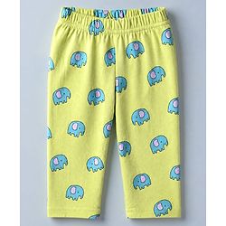 Babyhug Cotton Knit Full Sleeves Front Open Co-ord Shirt & Pyjama Night Suit with Elephant Print in Green
