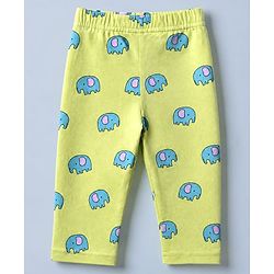Babyhug Cotton Knit Full Sleeves Front Open Co-ord Shirt & Pyjama Night Suit with Elephant Print in Green