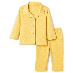 Babyhug Cotton Knit Full Sleeves Front Open Shirt & Pyjama Night Suit with Star Print in Yellow
