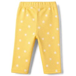 Babyhug Cotton Knit Full Sleeves Front Open Shirt & Pyjama Night Suit with Star Print in Yellow