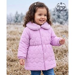Babyhug Woven Padded Quilted Winter Jacket with Full Sleeves - Lavender