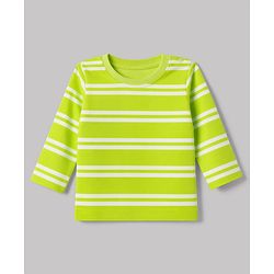 Babyhug 100% Cotton Interlock Knit Full Sleeves Striped T-Shirts with Hedgehog Animal Print Pack of 3 - White Limegreen