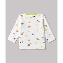 Babyhug 100% Cotton Interlock Knit Full Sleeves Striped T-Shirts with Hedgehog Animal Print Pack of 3 - White Limegreen
