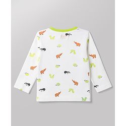 Babyhug 100% Cotton Interlock Knit Full Sleeves Striped T-Shirts with Hedgehog Animal Print Pack of 3 - White Limegreen