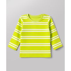 Babyhug 100% Cotton Interlock Knit Full Sleeves Striped T-Shirts with Hedgehog Animal Print Pack of 3 - White Limegreen