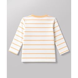 Babyhug 100% Cotton Interlock Knit Full Sleeves Striped T-Shirts with Hedgehog Animal Print Pack of 3 - White Limegreen