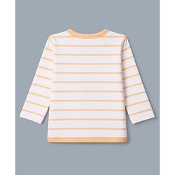 Babyhug 100% Cotton Interlock Knit Striped T-Shirts with Full Sleeves and Hedgehog Print Pack of 3 - White Neon Green & Peach