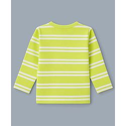 Babyhug 100% Cotton Interlock Knit Striped T-Shirts with Full Sleeves and Hedgehog Print Pack of 3 - White Neon Green & Peach