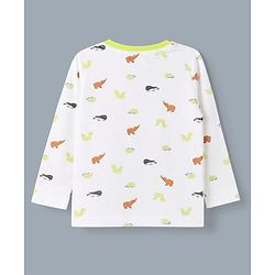 Babyhug 100% Cotton Interlock Knit Striped T-Shirts with Full Sleeves and Hedgehog Print Pack of 3 - White Neon Green & Peach