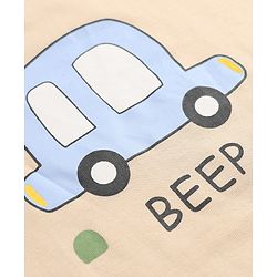 Babyhug 100% Cotton Interlock Knit Full Sleeves Striped T-Shirts with Car Graphic Print Pack of 3 - White Blue Beige