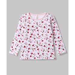 Babyhug 100% Cotton Interlock Knit Full Sleeves T-Shirts with Polka Dots , Heart & Bear Applique Pack of 3 - Red White & Pink
