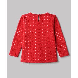 Babyhug 100% Cotton Interlock Knit Full Sleeves T-Shirts with Polka Dots , Heart & Bear Applique Pack of 3 - Red White & Pink