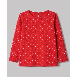 Babyhug 100% Cotton Interlock Knit Full Sleeves T-Shirts with Polka Dots , Heart & Bear Applique Pack of 3 - Red White & Pink